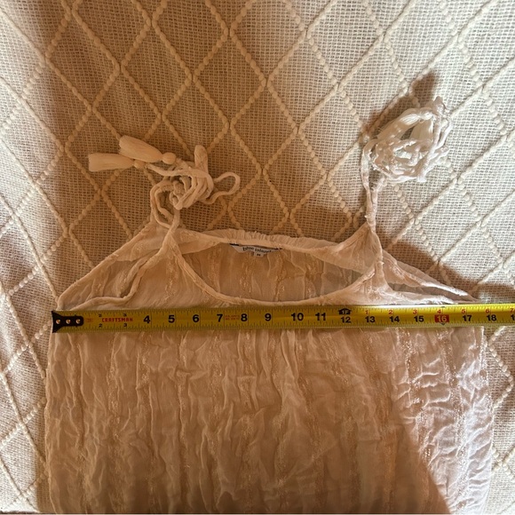 Blue Island White Gold‎ Metallic Dress Coverup Swim Tie strap sleeveless Boho M - Picture 5 of 6